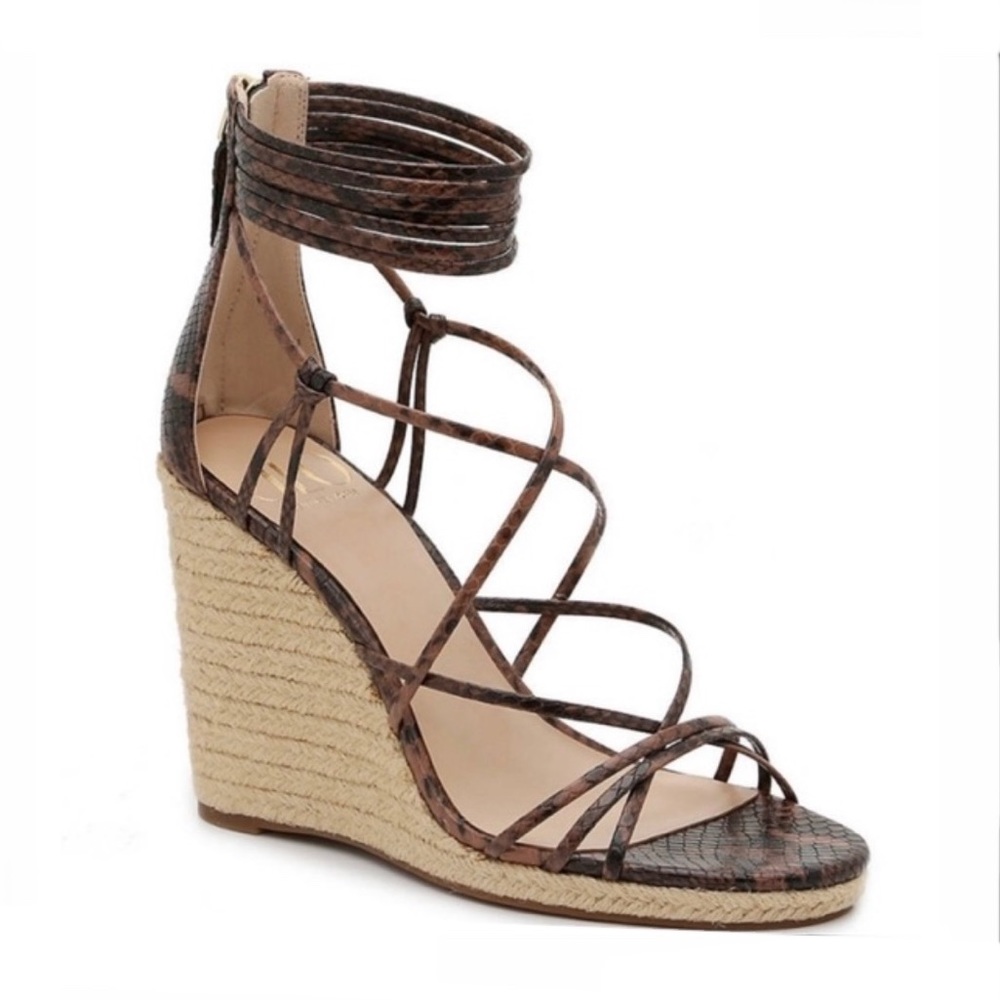 Jennifer Lopez Women's Strappy Snake Espadrille Wedge Sandals